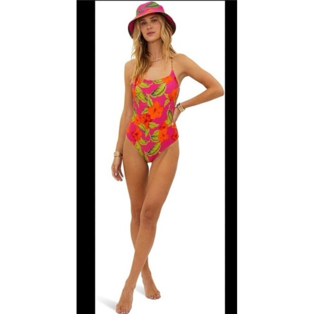 NWOT‎ Beach Riot Stevie Pink Orange Floral One Piece Swimsuit Small Spring Beach